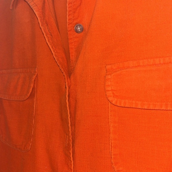 Moda International corduroy long sleeve pockets button down shirt Sz L Orange - Picture 8 of 11